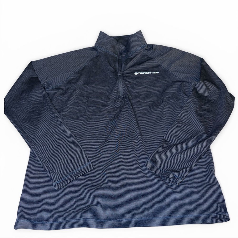 Vineyard Vines Striped Navy Half-Zip Pullover